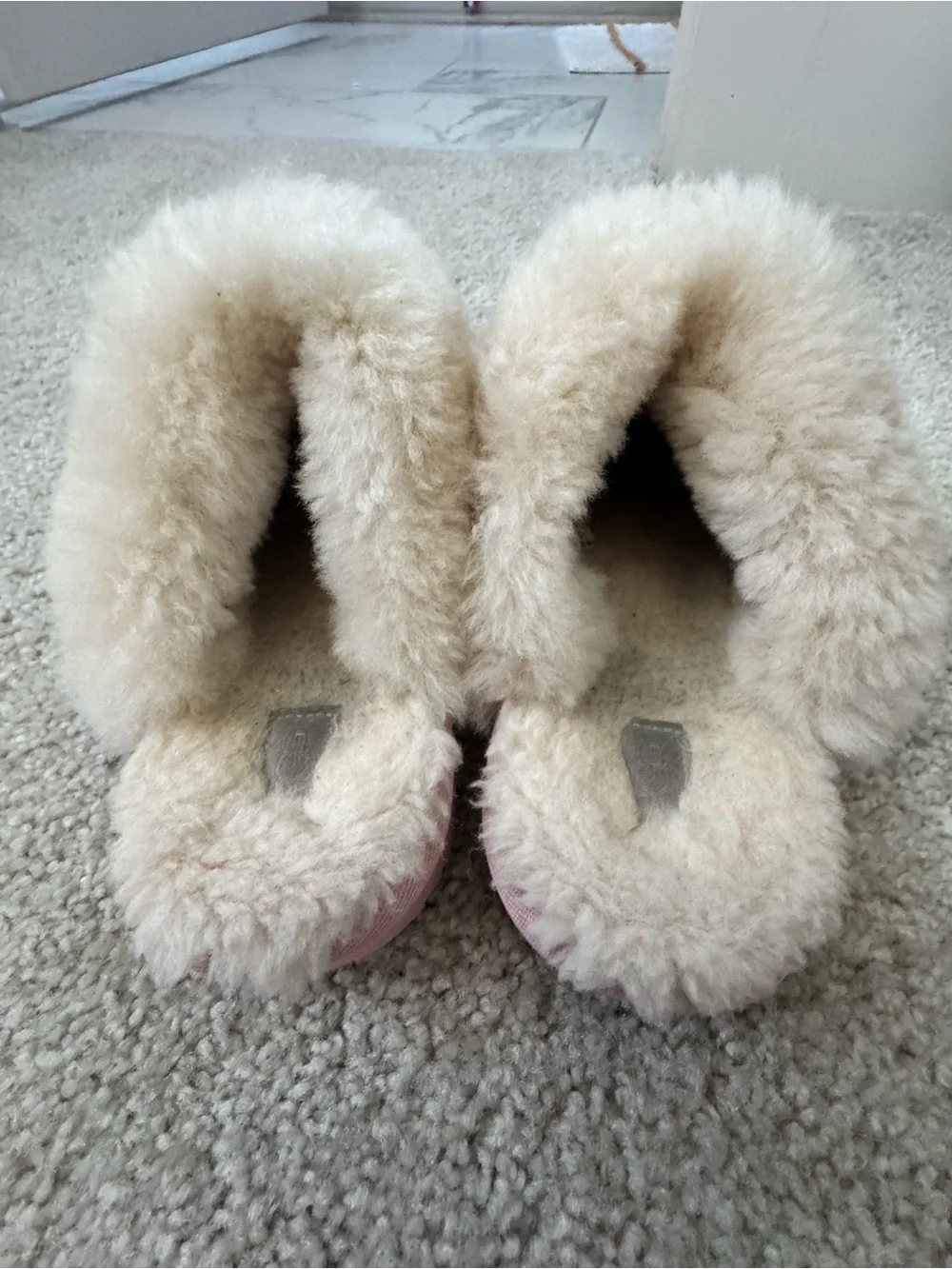 UGG Kids Metallic Pink Trim Shearling Clog Slippers